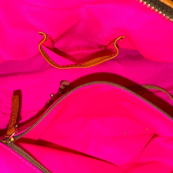 Dooney & Bourke Black Satchel with Tan Trim and Bright Pink Interior - Picture 10 of 14